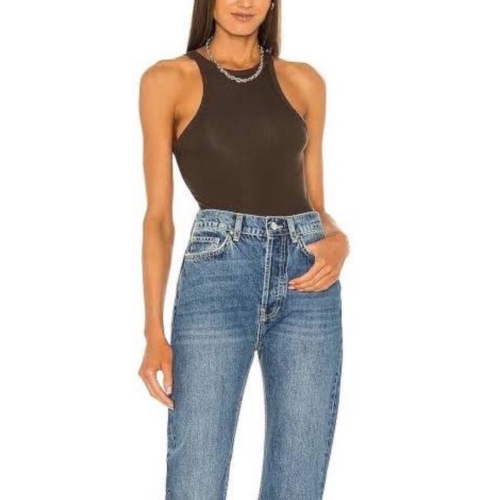 AGOLDE brown ribbed bodysuit